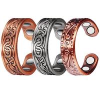 3X-4 Fuerte Artritis Magnética Hombres Terapia Magnética Anillos de Cobre Alivian Eficazmente la Artritis y el Dolor de Dedos, Tienen un Efecto Ligero sobre el Reumatismo y el Drenaje Linfático (C)