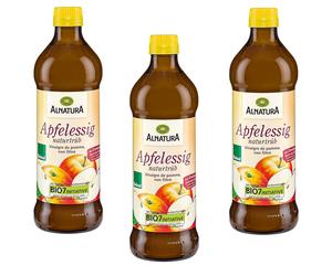 3x 500ml Alnatura Bio Vinagre Naturtrüb Suave Y Afrutado 5% Ácido Vinagre