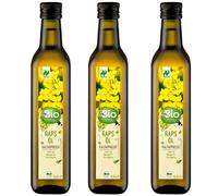 3x 500ml DM Bio Aceite de Colza , Prensado en Frío sin Gluten Lactosa,sin Aromas