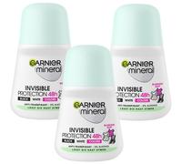 3x 50ml Garnier Mineral Invisible Protección 48h Black Blanco Colors Deo Roll On