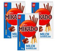 3x 75g LU Glico Mikado Chocolate con Leche Palitos para Decorar y Disfrutar