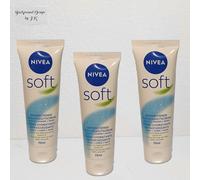 3x 75ml NIVEA Crema Suave Refrescante Crema Hidratante para Cara Manos