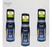 3x 75ml Nivea Men Fresh Active Desodorante En Spray 0% Aluminio 48h Protección