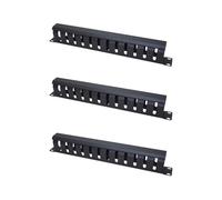 3X Anaquel de Servidor de 19 Pulgadas Horizontal de Gestión de Cables de 1U, Organizador de Cables de Conducto de Metal de 12 Ranuras con
