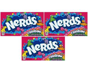 3x Arcoiris Nerds Crujiente Candy Tatro Caja Dulces Americanos 141.7g