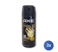 3X AXE Desodorante En Spray 150 ML. Gold Import