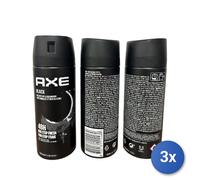 3x Axe Desodorante En Spray 150 Ml Negro