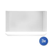 3x Bandejas Rectangulares De Porcelana Blanca Cm28x15 H&H