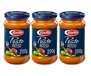 3x Barilla Pesto Rosso Con Tomate, Albahaca y Vinagre Balsámico de Modena IGP Para Pasta 200g
