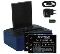 3X Batería + Cargador Doble (Enchufe+Coche+USB) Compatible con Drift HD (1080p), HD170 (Stealth), HD720 / Compatible con Toshiba Camileo H20 ... / Compatible con Ricoh Caplio RR10 UVM…