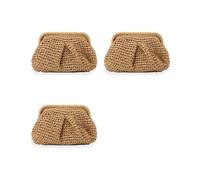 3X Bolso de Paja para Mujer Bolsa de Bola de Masa de Nube Bolso de Hombro Tipo Bandolera de Paja Bolso Tejido de Playa de Verano