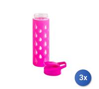3X Botellas De Vidrio Borosilicato Y Silicona, 550 Ml, Fucsia H&H