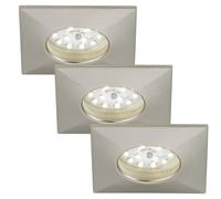 3X Briloner Lámpara LED Empotrable Anguloso Níquel Mate IP44 3x 5W 400lm