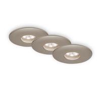3X Briloner LED Empotrable Redondo Níquel Mate IP44 3x 1,8W Blanco Cálido 3000K [EEK: G]
