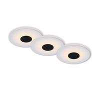 3X Briloner LED Empotrado Negro Redondo Ø12cm IP44 6W 650lm Blanco Cálido 3000K