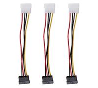 3X Cable de Alimentación SATA, 6 Pulgadas, LP4 a SATA, Macho a Macho, 15 cm
