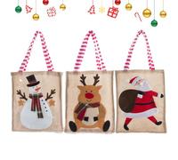 3x Christmas Burlap Bag, Small Burlap Bags, Christmas Snack Bags, Christmas Tote Bags, Christmas Snack Tote Bags, Multi Use Fabric Bag With Handles for Christmas Party Supplies