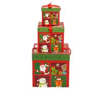 3x Christmas Nesting Boxes, Nested Christmas Boxes Assorted Sizes, Christmas Nesting Box Tower, Foldable Holiday Present Boxes, Cardboard Christmas Boxes Festive Feel For Home Holiday Decorations