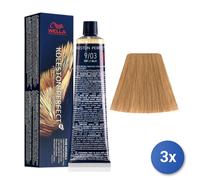 3X Colorante Koleston Perfect Cabello Tubo 9/03 Rubio Muy Claro Nat