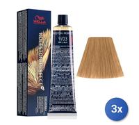 3X Colorante Koleston Perfect Cabello Tubo 9/03 Rubio Muy Claro Nat