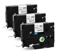 3x Compatible con Brother P-touch HSe-231 11.7mm Tubo Termorretráctil Cinta | MarkField HS HSe231 11.7mm Heat Shrink Tube Cintas de etiqueta Negro sobre Blanco,para Ptouch PT-E100 E110 E300/VP E550W H300