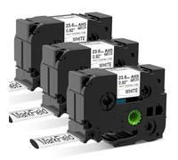 3x Compatible con Brother P-touch HSe-251 23.6mm Tubo Termorretráctil Cinta | MarkField HS HSe251 23.6mm Heat Shrink Tube Cintas de etiquetas Negro sobre Blanco, para PT-E500 E800W D600 P700BT P750WVP