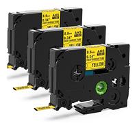 3x Compatible con Brother P-touch HSe-621 8.8mm Tubo Termorretráctil Cinta | MarkField HS HSe621 8.8mm Heat Shrink Tube Cinta de etiqueta Negro sobre Amarillo,para PT-E100 E110 E300/VP E550W H300,3 Pack