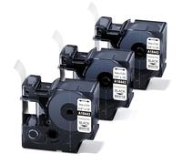 3x Compatible para Dymo Rhino 18443 9mm x 5,5m Industrial Cintas de Etiquetas Vinilo Autoadhesivas S0718580, Permanente Vinilo Etiqueta Compatible para Dymo 4200 5200 5000 6000, Negro sobre Blanco