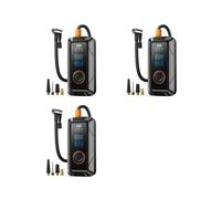 3X Compresor de Aire Portátil para Inflar Neumáticos de 160 PSI, Inalámbrico, con Manómetro para Coches, Bicicletas y Balones.