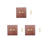 3X Enchufe de Interruptor de Luz de Estilo Industrial Americano Retro, Placa de Interruptor de Palanca de LatóN de Madera Maciza, Interruptor de