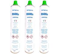 3x Envases R600a Isobutano | 1260g Neto Total (3x 420g) | Gas Refrigerante Ecológico para Neveras y Congeladores Domésticos | Pack de Ahorro Sin Válvula