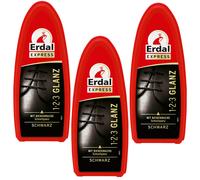 3x Erdal Express 1 2 3 Brillo Esponja Negro con Cera de Abeja Brillo Zapatos