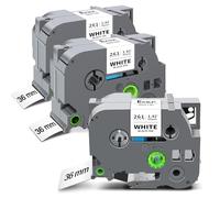 3x Exsun TZe 36mm Cinta de Etiquetas Compatible para Brother TZe-261 TZe261 para Brother P-touch CUBE Pro PT-P910BT PT-P950NW PT-P900W Etiquetadora, Negro sobre Blanco