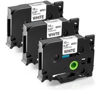 3x Fimax tze-231 12mm 0.47 Negro sobre Blanco Reemplazo Brother P-touch Label Tape TZe231 TZ231, para PT-H100LB PT-P300BT PT-1010 GL-H105 PT-H100R PT-H108GT PTH107B