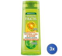 3x Fructis Champú 250 Ml. Hydra Liss & Shine