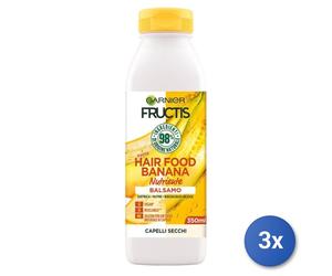 3x Garnier Balsamo para el Cabello Fructis Food Plátano Nutritivos, 350ML