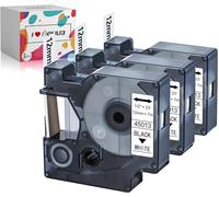 3x Hehua Compatible con Dymo D1 12mm Cinta Recambios para Dymo D1 45013 | 45013s S0720530 Negro sobre Blanco 12 mm x 7 m Etiquetas para Labelmanager 160 Executive 640CB 210D 260P 280 LabelPoint 150