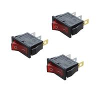 3X Interruptor basculante ON OFF Bipolar brillante 28X10mm 250V 15A 3 terminales ROJO