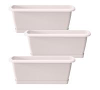 3x jardinera respana con soporte de plastico en color blanco 78,6 (largo) x 18,4 (ancho) x 14,5 (alto) cm