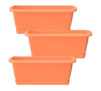 3x jardinera respana con soporte de plastico en color terracota 49 (largo) x 18,4 (ancho) x 14,5 (alto) cm