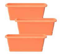 3x jardinera respana con soporte de plastico en color terracota 78,6 (largo) x 18,4 (ancho) x 14,5 (alto) cm
