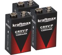 3X KRAFTMAX Litio 9V Bloque Baterías De Alto Rendimiento Para Detectores De Humo