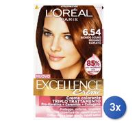 3x L’Oréal Paris Excellence Crema Rubio Oscuro Mogano Cobrizo 6.54