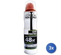 3X L’Oréal Paris Men Expert Camiseta Protectora Desodorante Spray 150Ml