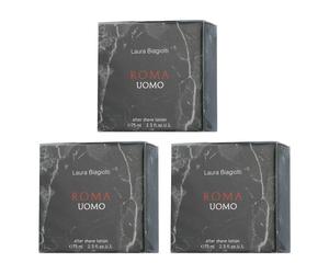 3x Laura Biagiotti Roma Uomo para después del afeitado 75 ml