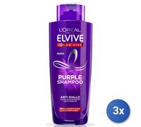 3x L'Oréal Paris Elvive Color-Vive Champú Morado, 200 Ml