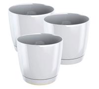 3x maceta redonda de plastico coubi round p en color blanco 21 (largo) x 21 (ancho) x 19,3 (altura) cm