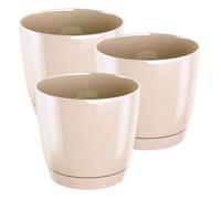 3x maceta redonda de plastico coubi round p en color crema 12 (largo) x 12 (ancho) x 11 (altura) cm