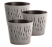 3x maceta redonda de plastico sandy round en color gris 18,9 (largo) x 18,9 (ancho) x 16,5 (alto) cm