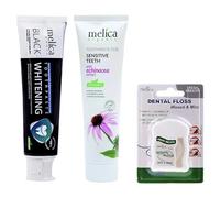 3x MELICA ORGÁNICO DE PASTA DE DIENTES Orgánicos y FLOS SET 98% CASTA DE DIENTE DE CARCOL NEGRO NATURAL PARA DIENTES BLANCOS Y PASTA DE DIENTE EXTRACTO ECHINACEA